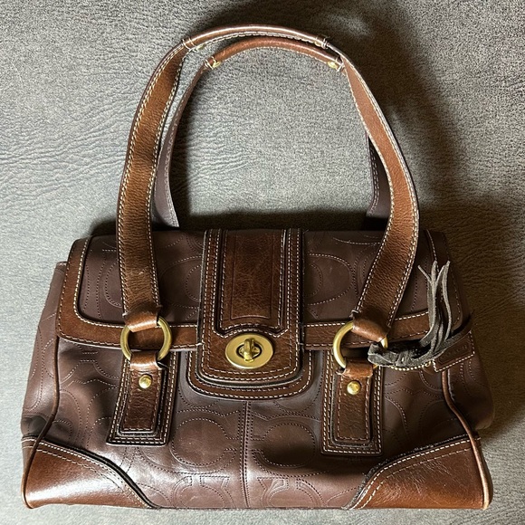 Coach Hamptons Leather Satchel Handbag EUC - Picture 1 of 16